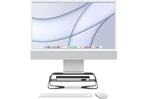 Twelve South Curve Riser Monitor Stand, Ergonomic Desktop Stand with Storage Shelf for iMac and Displays, Matte Black