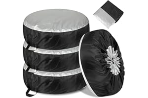 FILOEEX Wheel Tyre Storage Bags,Car Spare Tir Covers,Wheel Protective Cover,Waterproof Dust-proof Tires Storage Bags with Handle,Black Wheel Cover for Car UV SUV Vehicle Truck (L-4 Pack)