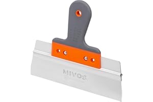 Mivos Profi Glättspachtel aus Edelstahl 250 x 60 mm - Rostfreie Flächenspachtel mit Aluhalter und Softgriff - Putzspachtel mit 250mm Klingenbreite - Breitspachtel Made in EU