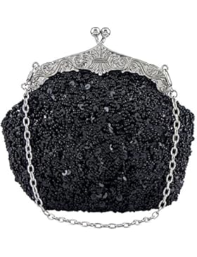 Bagood Women's Vintage Clutches Purses Evening Bags Handbag Shoulder Bag Seed Beaded Sequin Flower for Wedding...