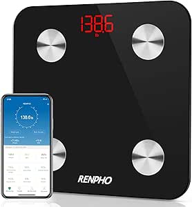Renpho, Bluetooth Body Fat Analyser Scales, Smart Body Fat Scale, Fittrack Scales with App for Weight, Body Fat Fitness Scales, BMI, Muscle Mass, Water, Protein, BMR
