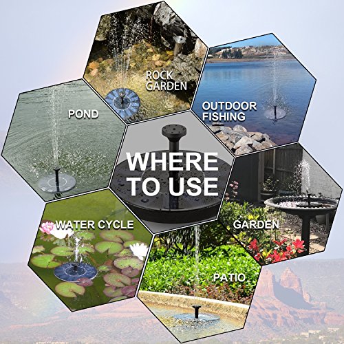 Solar Teichpumpe, tronisky Solar Panel Freie stehende Brunnen und pumpe Solar Wasserpumpe für Gartenteich Springbrunnen für Gartenteich,Vogel-Bad, Fisch-Behälter, kleiner Teich - 3