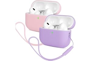 2X Compatible with AirPods Pro 2 Case (2022), Mocarheri Protective Silicone Case for AirPods Pro 2nd, Ultra-Thin,Soft Skin Front LED Visible Silicone Case (Purple/Pink)