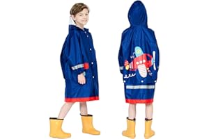 Keyck Impermeabile Bambini Poncho Pioggia Unisex Leggero Cappuccio Antipioggia Giacca Antivento Cartone Animato Impermeabile Tuta Scuola Asilo Bambine Bambino Bimbo Bimba, 3-12 Anni