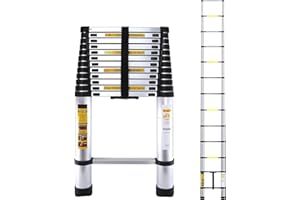 BRINGLUCK2U Telescopic Ladder 4.1M/13.5FT Thickened Aluminium Extension Telescoping, Folding Telescoping Ladders For Outdoor Building, Rooftops Attic, Max Load 330lbs/150kg