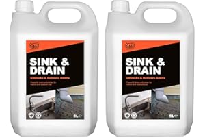One Chem Professional Heavy Duty Drain Unblocker 2 x 5 Litres, Clears Grease, Fat, Food Deposits, Indoor and Outdoor Use