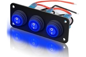 Gebildet 3biegowy Przełącznik Kołyskowy 15A, 12V-24V DC, 3-biegunowy Przełącznik Kołyskowy, panel 3-pozycyjny, wł./wył., okrągły niebieski Przełącznik Kołyskowy LED, do Swiateł Samochodowych,