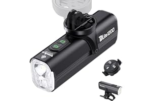 TOWILD 1800 Lumen Luci Bici, Luce Anteriore Intelligente Bicicletta a Doppia Sorgente Luminosa Faro Bicicletta LED Tipo C Ricaricabile da 5000mAh Supporta l'installazione Inversa, DLite1800
