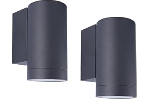 ‎KLIGHTEN Klighten 2 Stück Aussen Wandleuchte, GU10 Downlight Wasserdichte IP65 Außenlampe Aussenleuchte Wand Aluminium Außenwandleuchten, Wandlampe für Garten Terrasse Eingang, Anthrazit, ohne Leuchtmittel