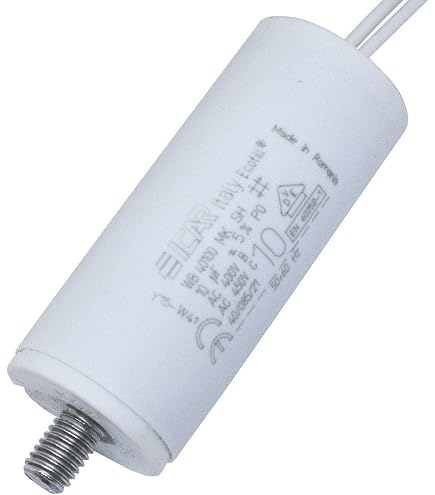 Condensateur Permanent 10 µF 450V - Fabriqué En Italie - Pour Moteurs, Pompes - Dimensions 30x69 Mm, Cosses Faston