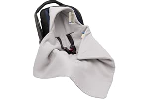 SOLVERA_LTD Einschlagdecke Babyschale aus Waffelstoff für Neugeborenen und Kleinkinder Herbst Winter Baumwolle Baby Decke Kuscheldecke Für Autositx Kinderwagen Buggys z.B. Maxi Cosi 3 Punkt Gurt (Grau)