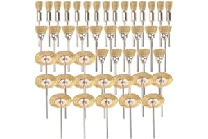 VEHMNTY 45 Stück Drahtscheibe für Bohrdrahtbürste Messingdrahtbürste zum Entrosten Draht Topfbürste für Reinigung Stahldraht Bürste Polierscheiben Set