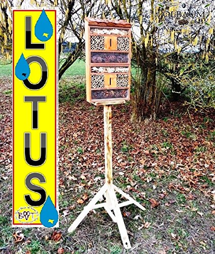 Insektenhaus dunkelbraun Teak Look mit Schmetterlingshaus braun insektenhotel MIT STÄNDER, mit Holzrinde-Naturdach, mit Spezialoberflächenbeschichtung „LOTUS“, FDV-HOLO-MS als Ergänzung zum Meisen nistkästen Meisenkasten oder zum Vogelhaus Vogelfutterhaus Futterstation für Vögel Insektenhäuschen – insektenhotels, insektenhotel für ökologische biologische natürliche Blattlausbekämpfung, Marienkäferhaus-Marienkäfer-Marienkäferkasten-Schmetterlingshaus-Schmetterlinge,Gartendeko - 3