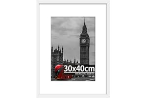 Tinkeps 30x40 White Picture Frame - Engineered Wood and Plexiglass, 30x40 Frame with Mount, Wall Mountable - 30 x 40cm(12x16 inch) Photo Frame