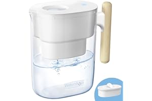 Waterdrop Chubby Cruche de Filtre à eau Avec Filtre 1 × 90 Jours, 3.5 L, Réduit le Fluorure, le Chlore et Plus, Certifiée NSF, Sans BPA, Blanc (Filtre de Remplacement: WD-PF-01A Plus)