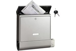 ‎BURG-WÄCHTER BURG-WÄCHTER Briefkasten mit Zeitungsfach und Namensschild, Rostfreier Edelstahl, Einwurf-Format DIN C4, 2 Schlüssel, AMZ 2500 NI