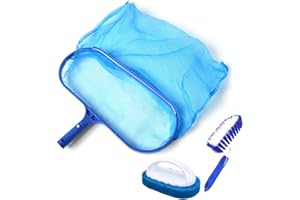 LIFREER Pool Skimmer Net Leaf Skimmer Fine Mesh Net Skimmer Swimming Pool Pond Net with Hot Tub Cleaning Brush and Scrubbing Brush