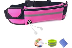 RAINYEAR MAKE LIFE EASIER RAINYEAR Ceinture De Course Etanche Résistant à la Transpiration de Taille Sac Banane Ceinture de Fitness Fanny Ceinture Coureurs pour Hommes Femmes Sports Course Jogging Randonnée Camping(Fuchsia)