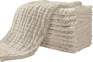 Yoofoss Super miękka chłonna bawełniana chusta szyfonowa z 6 warstwami 27 x 50 cm szyfonowa kwadratowa do skóry wrażliwej, zestaw 10 sztuk dla noworodków morela