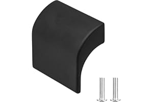Decoranddecor Amory Curved Square Knob Pull Handle for Cupboard Cabinet - Zinc 32mm Hole Centre (Matt Black, 1 Pack)