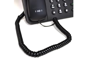 KENABLE Téléphone Combiné Enroulé RJ10 Fiche vers RJ10 Fiche câble Cordon Noir 3 m [3 mètre/3m]