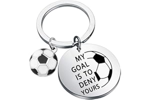 MYSOMY My Goal is to Deny Yours Soccer Keychain Funny Soccer Goalie Gifts Soccer Player Gifts