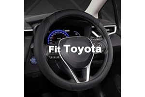 ‎GIANT PANDA GIANT PANDA Lenkradbezug aus PU-Leder, Kompatibel mit Toyota runden Lenkrädern-Schwarz