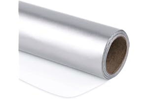 RUSPEPA Carta Da Regalo Metallizzata Argento - Mini Rotolo - Carta Opaca Tinta Unita Perfetta Per Matrimoni, Compleanni, Natale, Baby Shower - 44 cm X 10 m