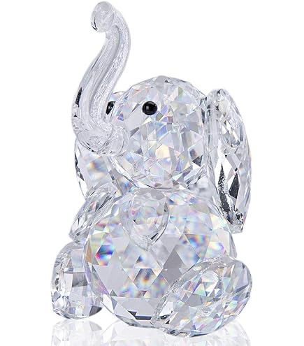 HDCRYSTALGIFTS Lot De 3 Figurines D'éléphant En Cristal à
