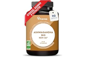 Ashwagandha BIO KSM-66® – 90 Capsule Vegane – Estratto di Radice 600 mg 5% Withanolidi – Alta Potenza per Stress, Ansia, Sonno Ristoratore, Energia e Benessere – Qualità Vitavea