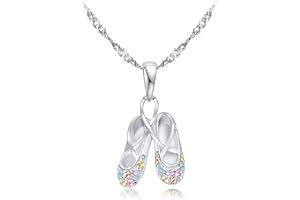Gemschest 925 Sterling Silver Ballerina Necklace Jewelry Cubic Zirconia Ballet Slippers Shoes Necklace Unicorns Gifts for Girls Teen & Dancer 18'
