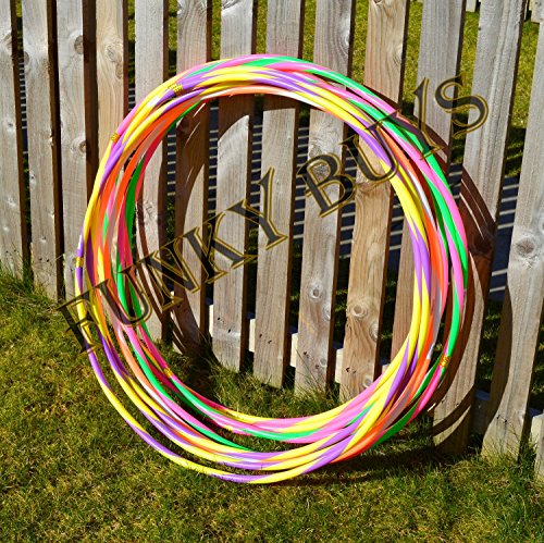 FunkyBuys® 10pk Quality Adults Kids Stripy Multicolor Small Large Hula Hoops DIA:55cm (22" Inches) Sporting Good Fitness