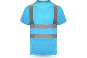 HYCOPROT Koszulka Odblaskowa Wysokiej Widoczności Długim Rękawem Siatka Odprowadzająca Wilgoć Szybkoschnąca Oddychająca Lekka Koszulka Odblaskowa o Wysokiej Widoczności