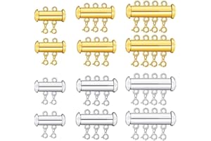 Aweisile 12 Piezas Cierre De Cierre Deslizante Cerradura Collar Conector Hebras Múltiples Cierre De Tubo Deslizante magnético de Bloqueo Conectores de Collares Pulsera para la creación de