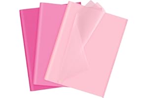 NEBURORA Assorted Pink Tissue Paper Set 60 Sheets Gift Wrapping Paper Paper Bulk 3 Colors for Valentine's Day DIY Birthday Wedding Baby Shower Easter Gift Wrapping Decoration