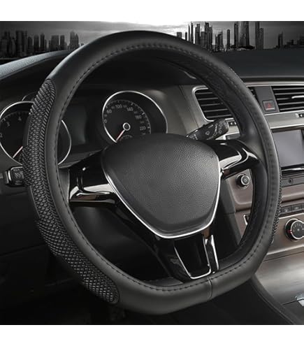 Copri Volante In Pelle Nera Per Auto – 15 Pollici, Traspirante, Universale, Marca Casedazzle