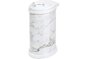 Ubbi Stainless Steel Nappy Bin, Odour Locking, No Special Bag Required, Award-Winning Diaper Pail, Cassette Free Disposal System, Marble