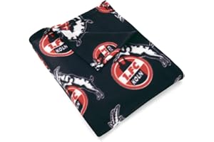 KÖLN COLOGNE 1. FC Köln Fleecedecke - Logo Allover - Kuscheldecke, Sofadecke, Decke - Plus Lesezeichen I Love Köln