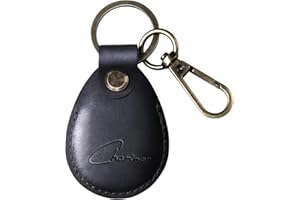 CHARINOR Case for Apple AirTag Pendant, Airtags Keyring Made of Genuine Leather, Hidden Case for Air Tag [Black 2.0]