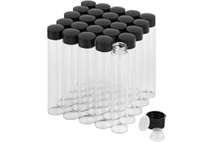 CADBIBE 30ml Transparent Glasfläschchen mit Schraubverschluss und Kunststoffstopfen, Kleine Glasflaschen Auslaufsichere Glas Fläschchen für Flüssigkeit Pulver Proben und kleinen Gegenständen, 25 Stück