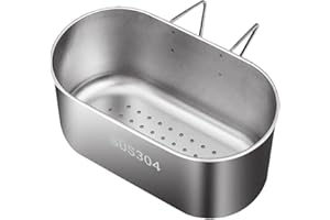 JIAKALAMO Stainless Steel Drain Basket, Kitchen Sink Drain Basket Storage Rack Strainer for Vegetables, Fruits, Kitchen Waste(Sliver)
