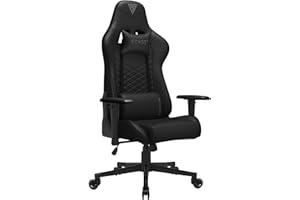 SENSE7 Silla Gaming Spellcaster, sillón ergonómico con Cojines lumbares Ajustables y ángulo de inclinación, función de balanceo, Silla de Oficina de Cuero PU para 150kg, Gaming Chair Negro