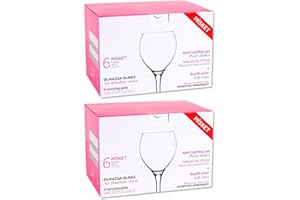 ACAN Tradineur - Pack de 12 Copas - Modelo Misket - Capacidad: 365 ml - Ideal para Vino - Aptas para lavavajillas - Tamaño Aprox: Ø 7,5 x 18 cm