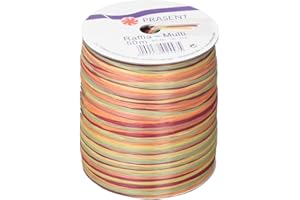 PRÄSENT C.E. PATTBERG Raffia Multicolor Cordino in rafia naturale arancia-verde-marrone, lungh. 50 m, nastro per pacchi regalo, spago per decorazioni a 5 fili per accessori, bricolage e fai da te
