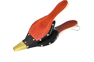 WITPOCE Anje Mini soufflet de cheminée en bois 30,5 x 12,5 cm - Soufflet d'air manuel rapide avec sangle de suspension en cuir pour barbecue, cheminée et poêle à bois, marron