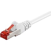 CAT 6 Cable LAN Network Cable for Gigabit Ethernet Shielded Patch Cable S-FTP with RJ45 Connector, 0.5m, White