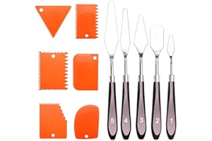 Hyakoz Set Coltelli di Pittura, 5 Spatole per Pittura di Acciaio Inox 6 Spatola di Acrilica Strumenti di Pittura Spatola di Colori ad Olio per Pittura a Olio Acquerello Pittura di Roccia