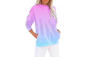 Uwdiohq Sweatshirt Women's Pullover Crew Neck Long Sleeve Shirt Autumn Winter Women Colour Gradient Shirts Loose Classic Basic Sports Tops Streetwear Sweatshirts without Hood Blouse Tops