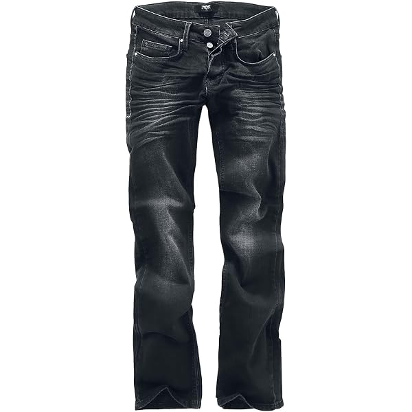 Black Premium By EMP Jeans Uomo Nero Con Lavaggio Leggero, Modello Bootcut Vita Media, 5 Tasche, Dettaglio Cucitura Laterale, Taglia W30L34, 88% Cotone - 4