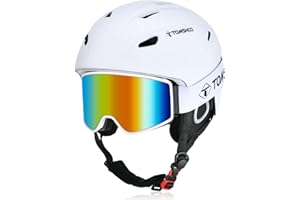 TOMSHOO Ski Helmet Set, Adjustable Winter Sport Helmet Snowboard Helmet with Ski Goggles Set, Earmuffs, Ventilation Holes, Skiing Gear for Men Women Youth